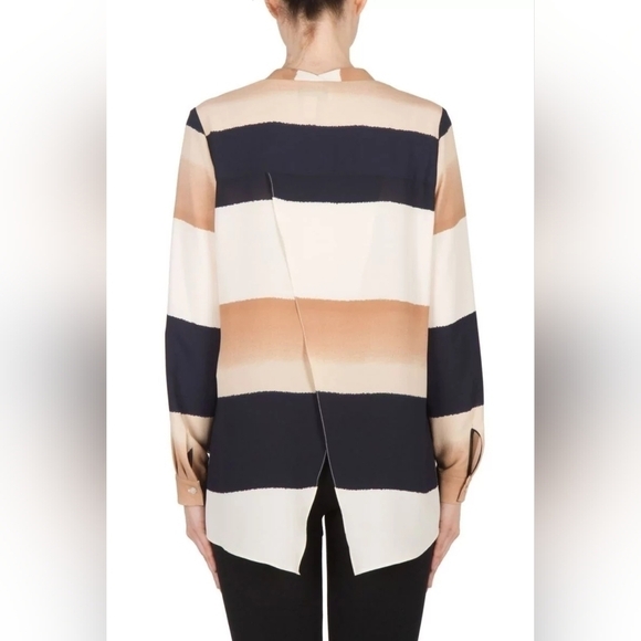 Joseph Ribkoff Navy/Beige/Off-White Blouse Style Button Shirt Size 6 - Picture 7 of 8